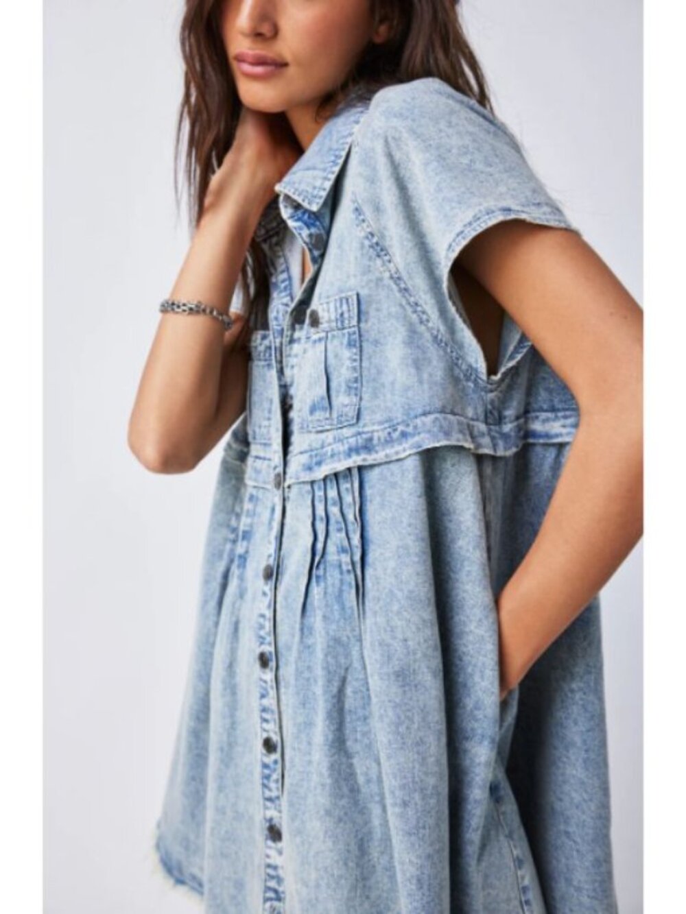 Free People Ronnie Cotton Denim Shirt Dress